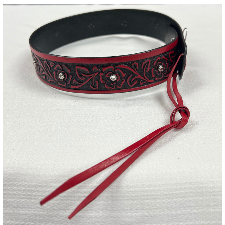 Austin Accent Austin Accent Leather Rose With Crystals Hat Band - Red