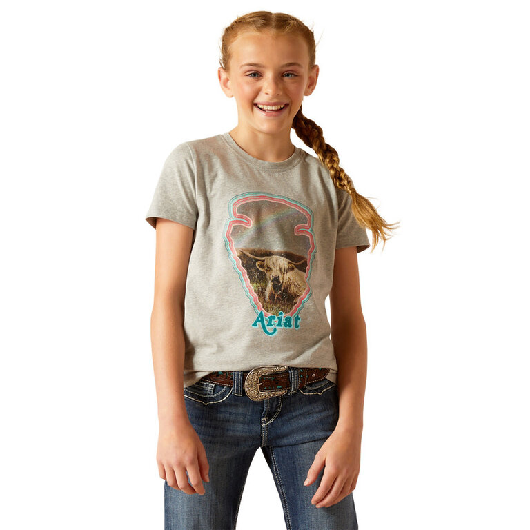 Ariat Ariat Arrowhead Highland Cow Tshirt - Heather Grey