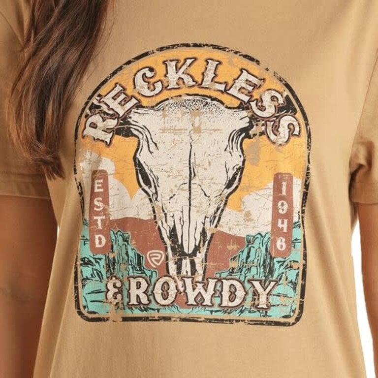 Rock and Roll Rock And Roll Reckless And Rowdy Tshirt - Taupe