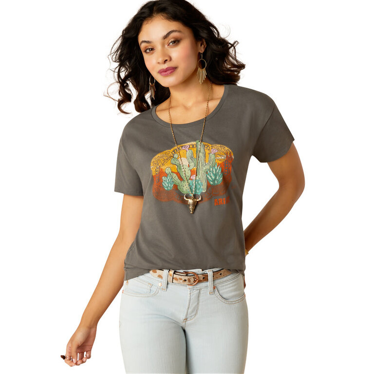 Ariat Ariat Cactus Design S/S Tshirt - Graphite