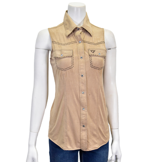 Cowgirl Hardware Cowgirl Hardware Sleeveless Shirt - Buckskin