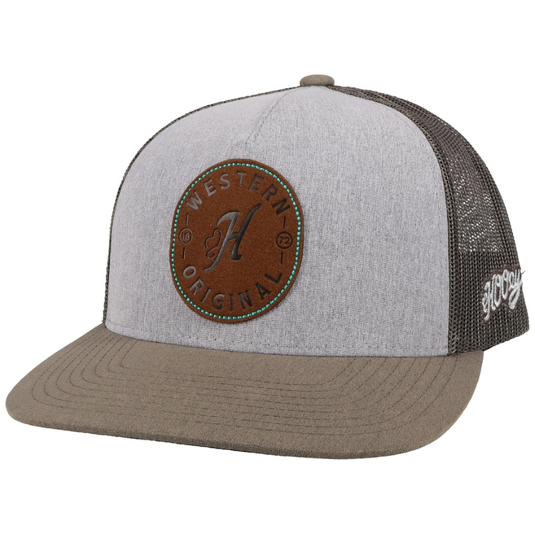 Hooey Hooey Spur Brown Leather Patch Cap - Grey/Charcoal