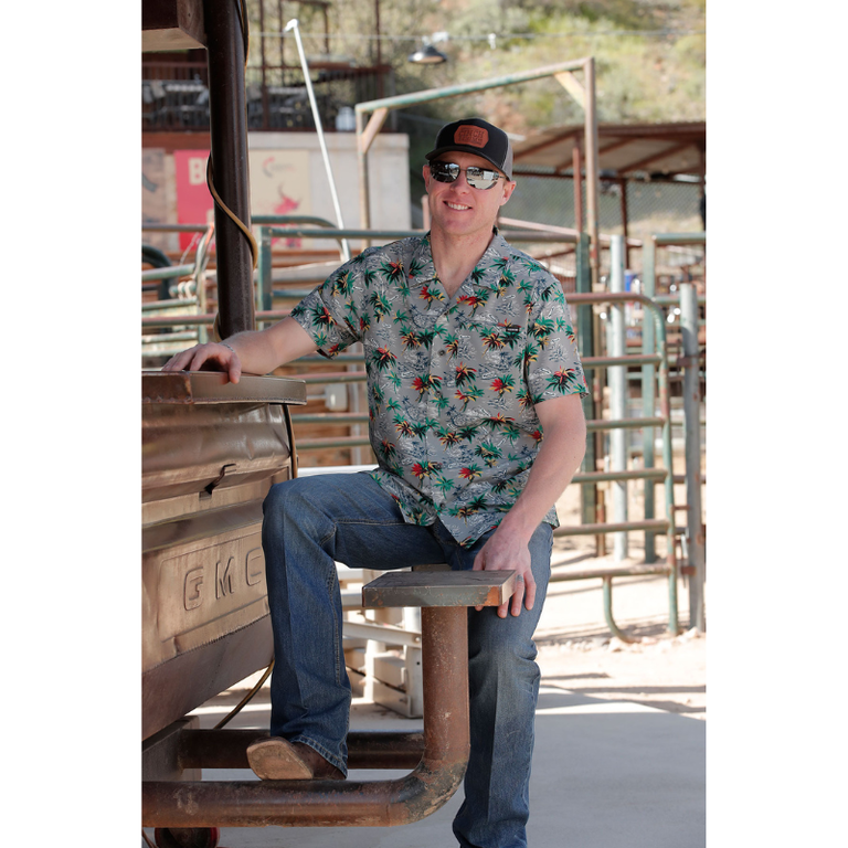 Cinch Cinch Palm Tree Camp S/S Shirt