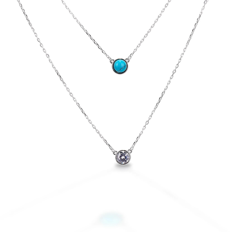 Kelly Herd Kelly Herd 2 Strand Necklace With Turquoise and CZ - Sterling Silver