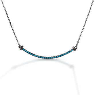 Kelly Herd Kelly Herd Black Rhodium Plated Line Turquoise Stone Necklace - Sterling Silver