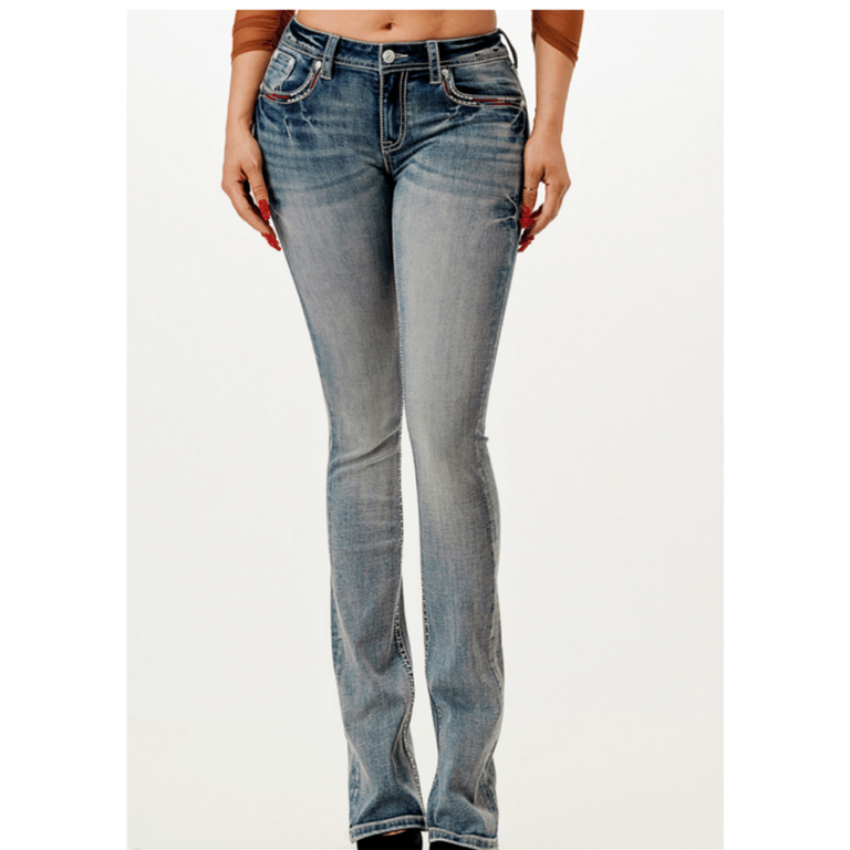 Grace in LA Grace In LA Bootcut Midrise Jeans - Americana Wing - 32” Inseam