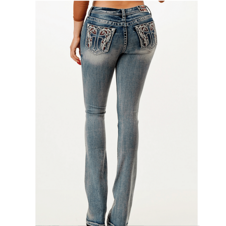 Grace in LA Grace In LA Bootcut Midrise Jeans - Americana Wing - 32” Inseam