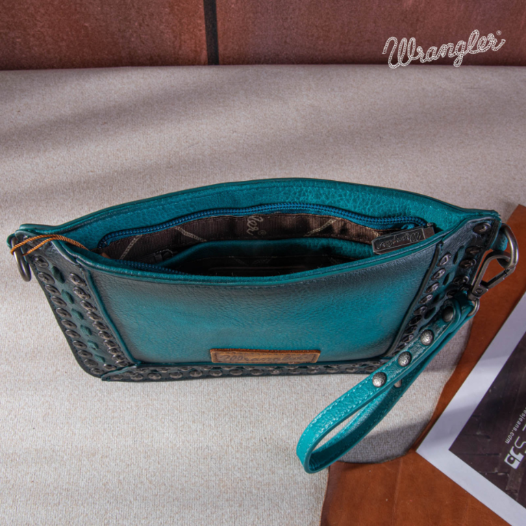 Wrangler Wrangler Rivets Studded Wristlet/Crossbody - Turquoise