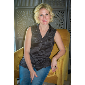 Cowgirl Hardware Cowgirl Hardware Faux Suede Sleeveless Shirt - Black