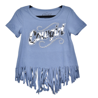 Cowgirl Hardware Cowgirl Hardware Cow Print Fringe Trim S/S Tshirt - Youth