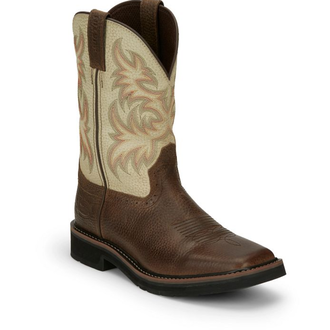 Justin Justin Driller Copper White Water Buffalo Western Boot