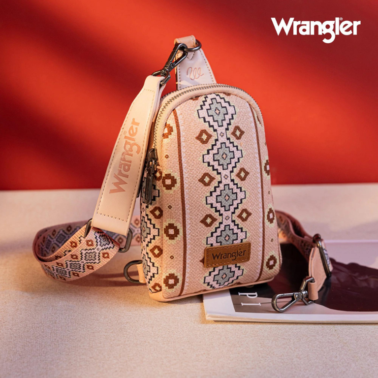 Wrangler Wrangler Aztec Print Crossbody/Sling Chest Bag - Pink