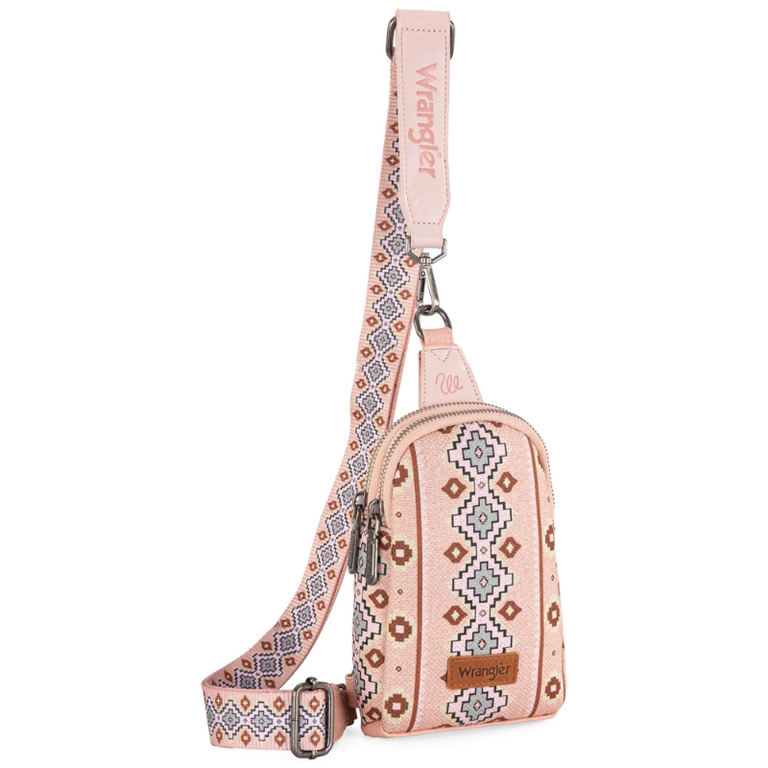 Wrangler Wrangler Aztec Print Crossbody/Sling Chest Bag - Pink