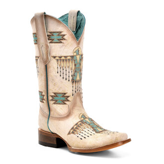 Corral Corral Thunderbird Turquoise Embroidery Boot - White