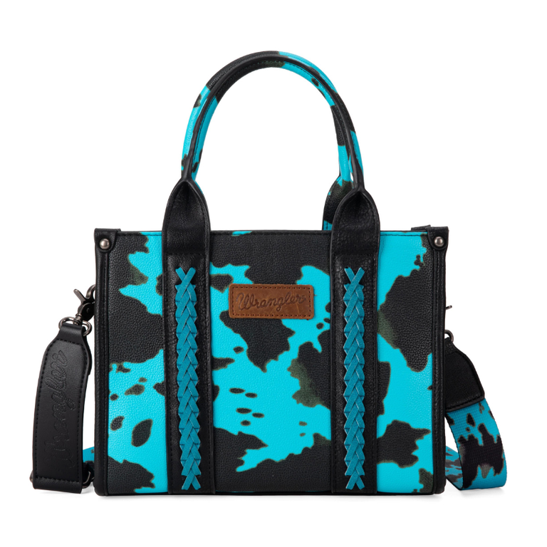 Wrangler Wrangler Cow Print Concealed Carry Tote/Crossbody - Turquoise