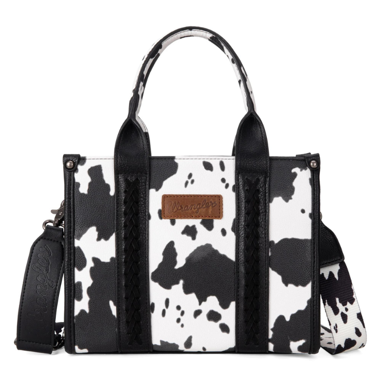 Wrangler Wrangler Cow Print Concealed Carry Tote/Crossbody - Black/White