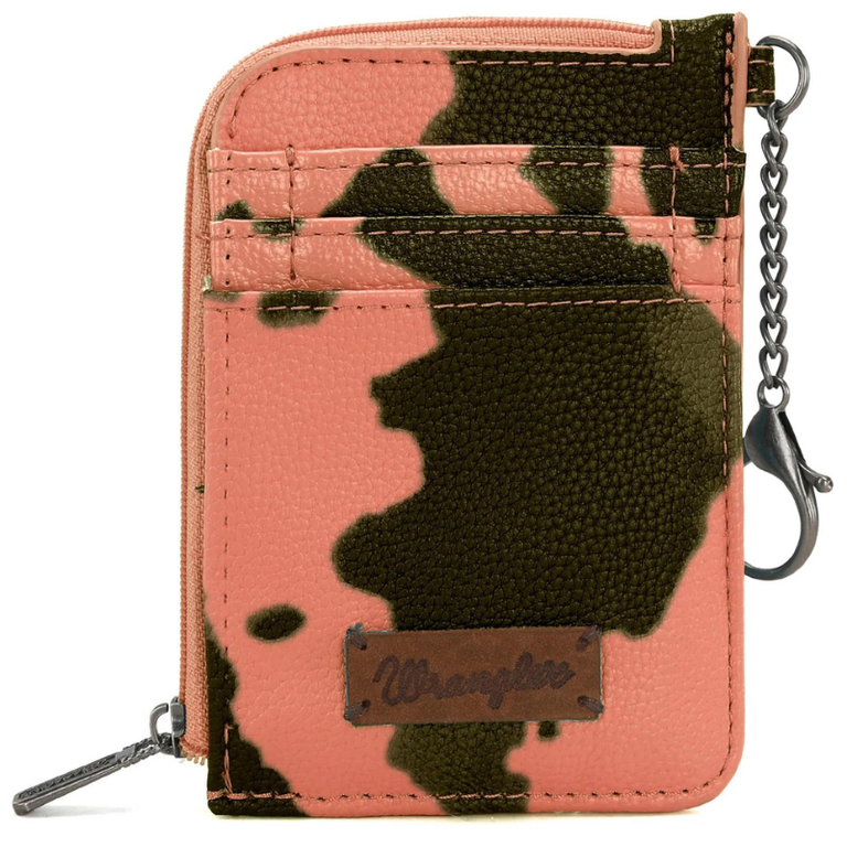 Wrangler Wrangler Cow Print Mini Zip Card Case - Pink