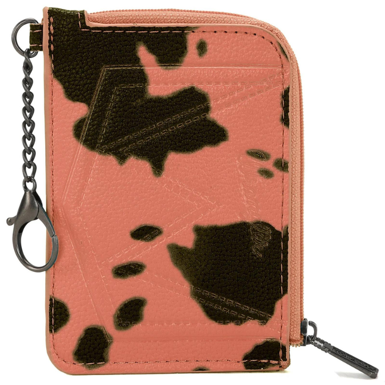 Wrangler Wrangler Cow Print Mini Zip Card Case - Pink