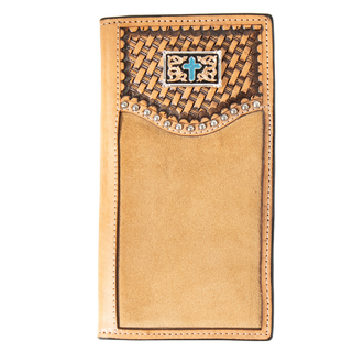 3D 3D Hand Tooled With Turquoise Cross Rodeo Wallet