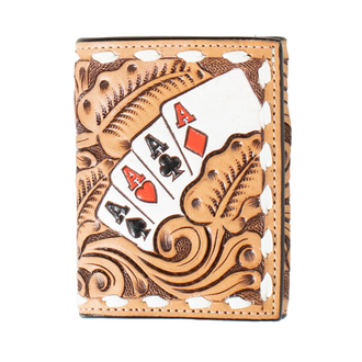 Ariat 3D Hand Painted Ace Cards Trifold Wallet