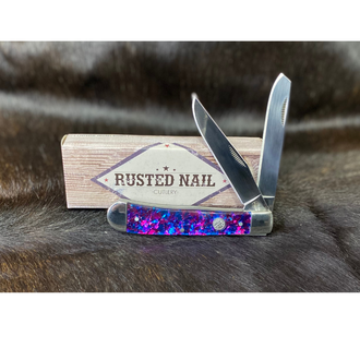Whiskey Bent Rusted Nail Cutlery Purple Infused Trapper Knife