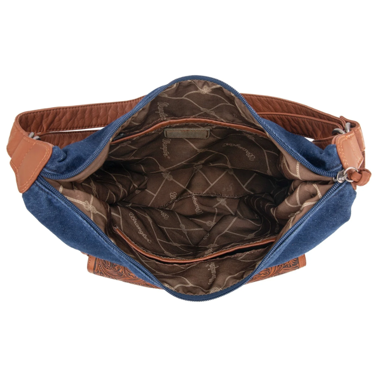 Wrangler Wrangler Floral Tooled Denim Hobo/Crossbody Backpack (Convertible) - Navy