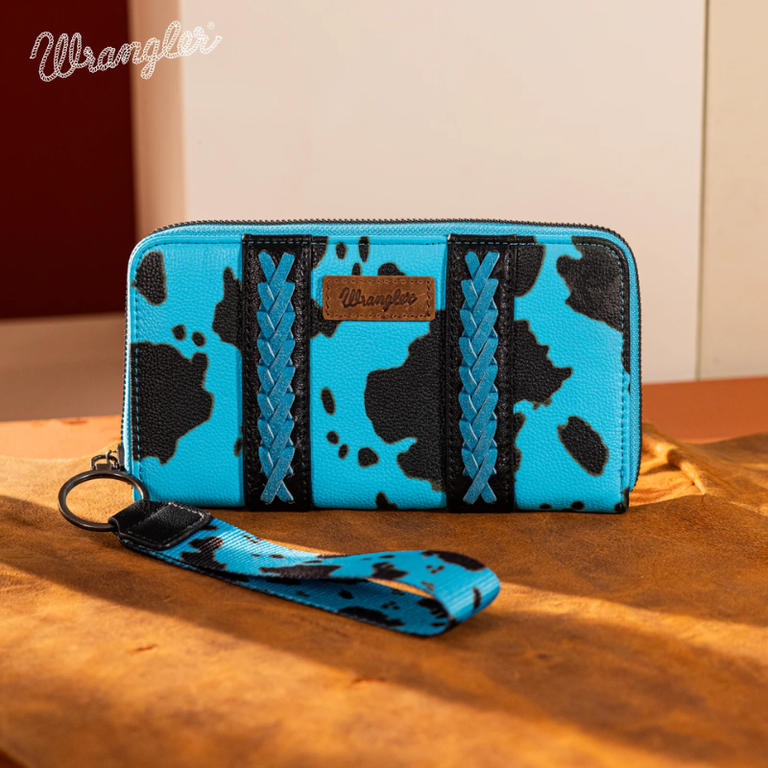 Wrangler Wangler Cow Print Wallet - Turquoise