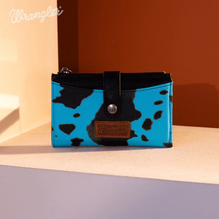 Wrangler Wrangler Cow Print Bifold Wallet - Turquoise