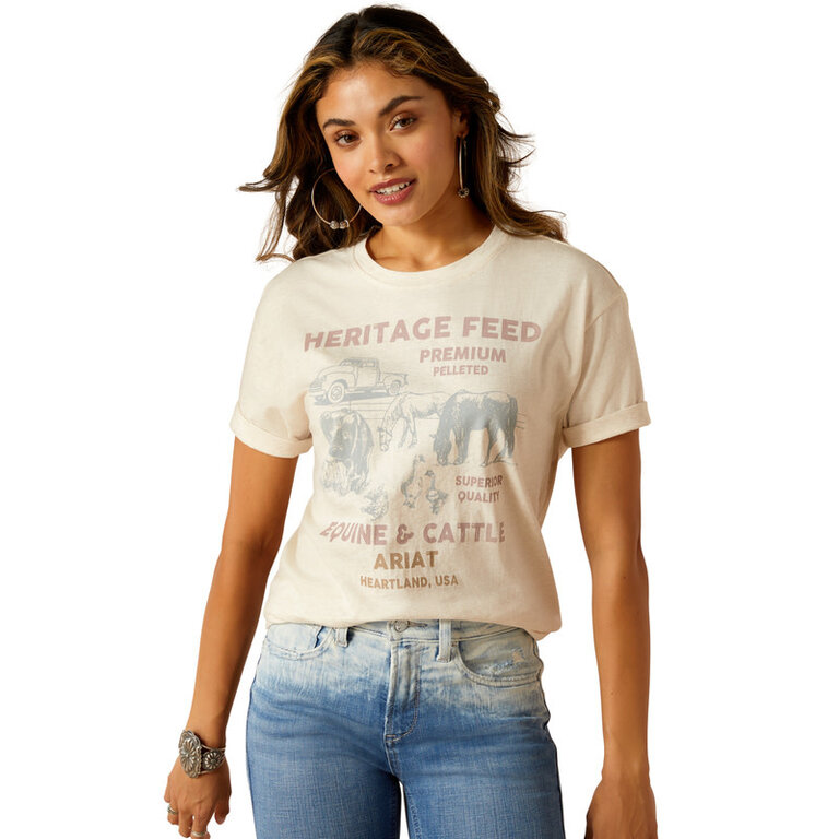 Ariat Ariat Feed S/S Tshirt - Oatmeal Heather