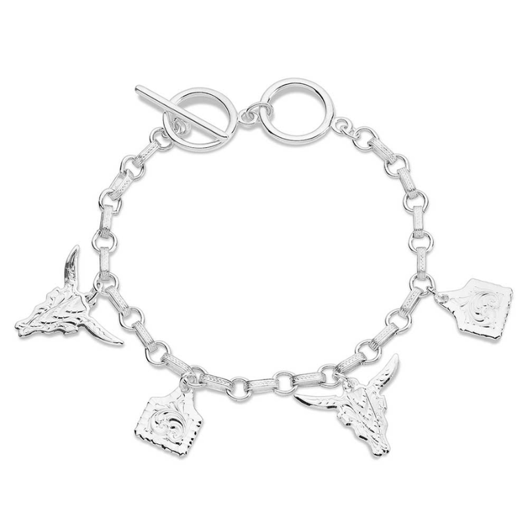 Montana Silversmiths Montana Silversmiths Longhorn And Tags Charm Bracelet