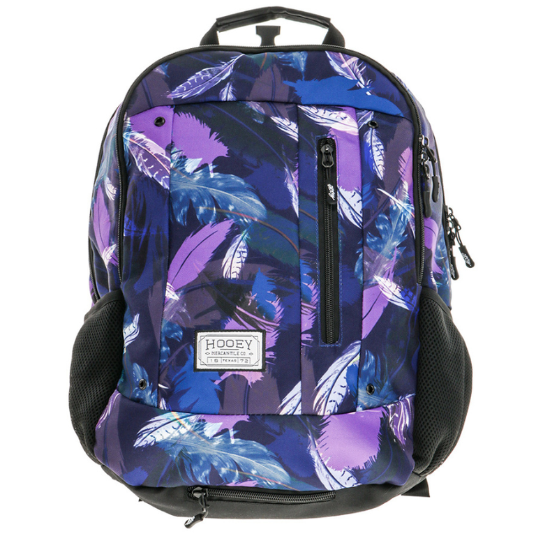 Hooey Hooey Rockstar Backpack Black/Purple Feather Pattern