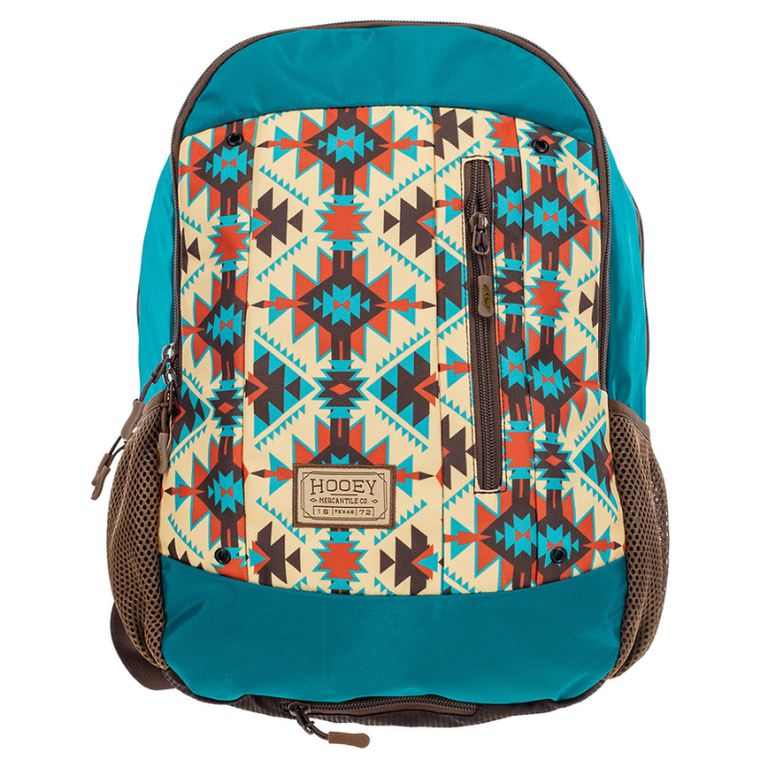 Hooey Hooey Rockstar Backpack Turquoise With Tan/Brown Aztec Pattern