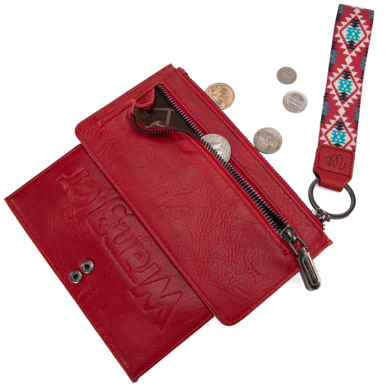 Wrangler Wrangler Aztec Print Bifold Wallet Wristlet - Burgundy