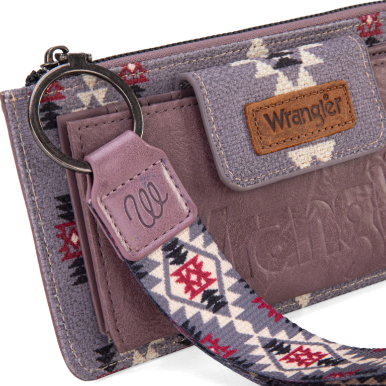 Wrangler Wrangler Aztec Print Bifold Wallet Wristlet - Lavender