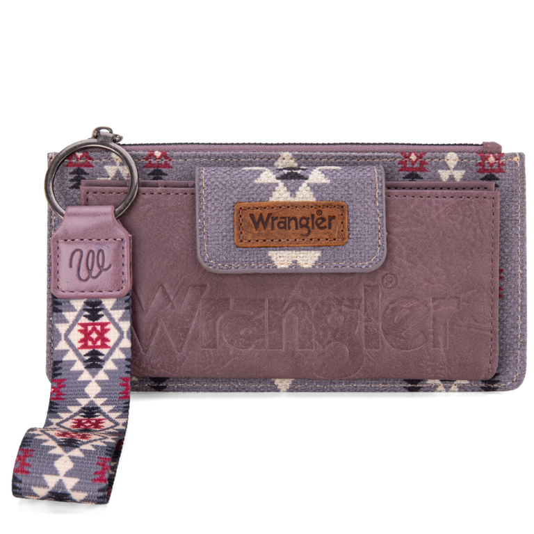 Wrangler Wrangler Aztec Print Bifold Wallet Wristlet - Lavender