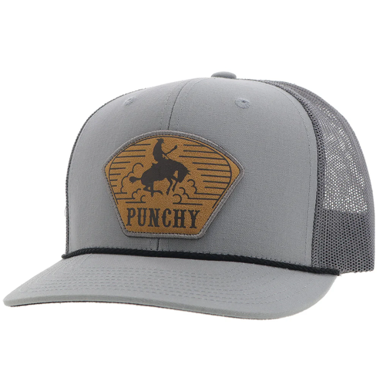 Hooey Hooey Cavvy Leather Patch Cap - Grey