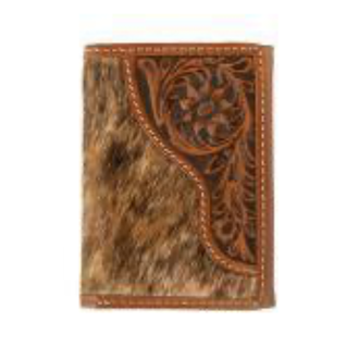 Nocona Nocona Hair On Tooled Leather Trifold Wallet