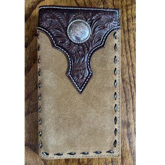 Nocona Nocona Tan Floral Overlay Roughout Rodeo Wallet