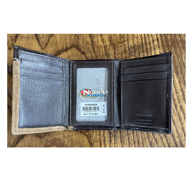 Nocona Nocona Tan Floral Overlay Roughout Trifold Wallet