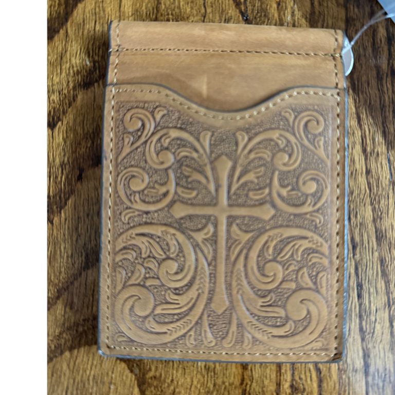 Nocona Nocona Embossed Cross Scrolls Bifold Money Clip