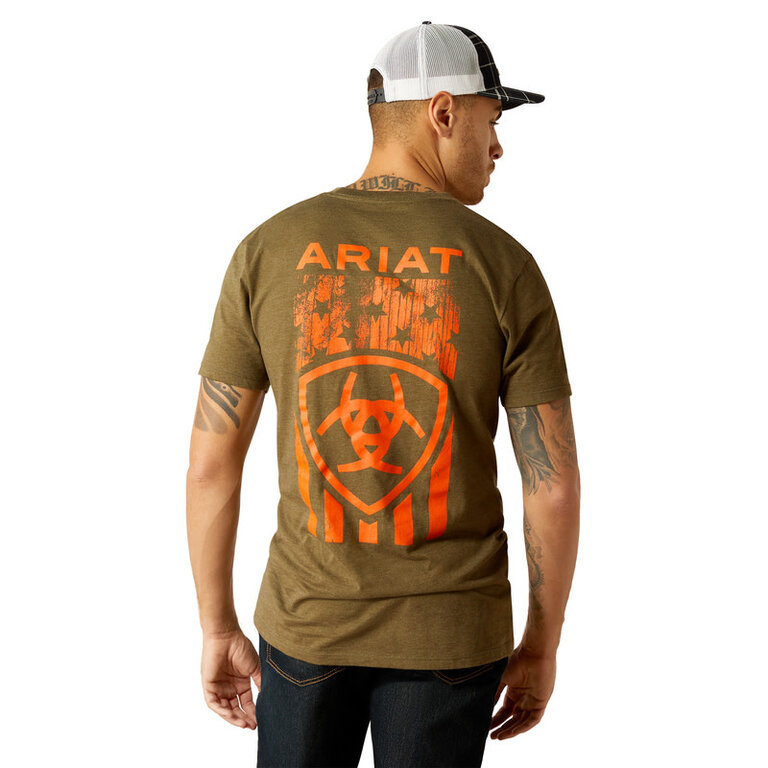 Ariat Ariat Grain Flag S/S Tshirt - Military Heather