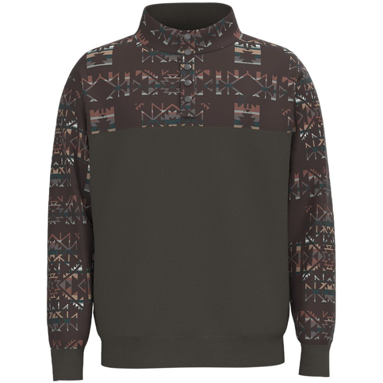 Hooey Hooey Stevie Hoodie - Army Green/Brown Aztec