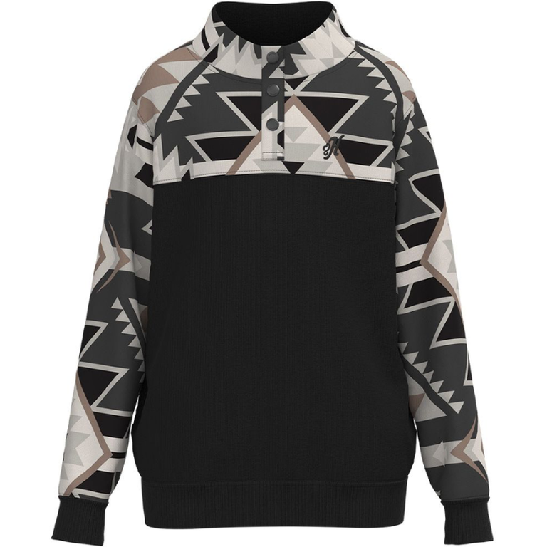 Hooey Hooey Stevie Hoodie - Black/White Aztec