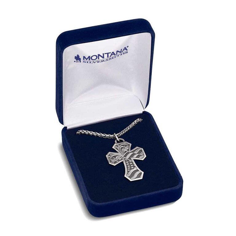 Montana Silversmiths Montana Silversmiths Patriotic Cross Necklace - Made In The USA