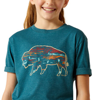 Ariat Ariat Bison Ranch S/S Tshirt - Deep Sea Heather