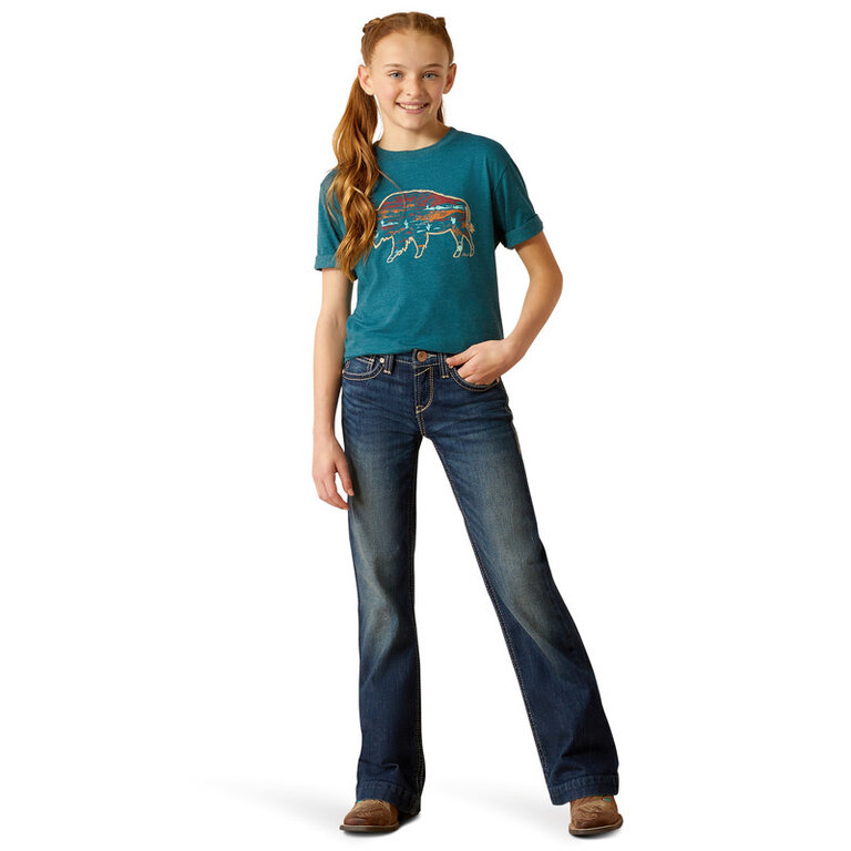 Ariat Ariat Bison Ranch S/S Tshirt - Deep Sea Heather