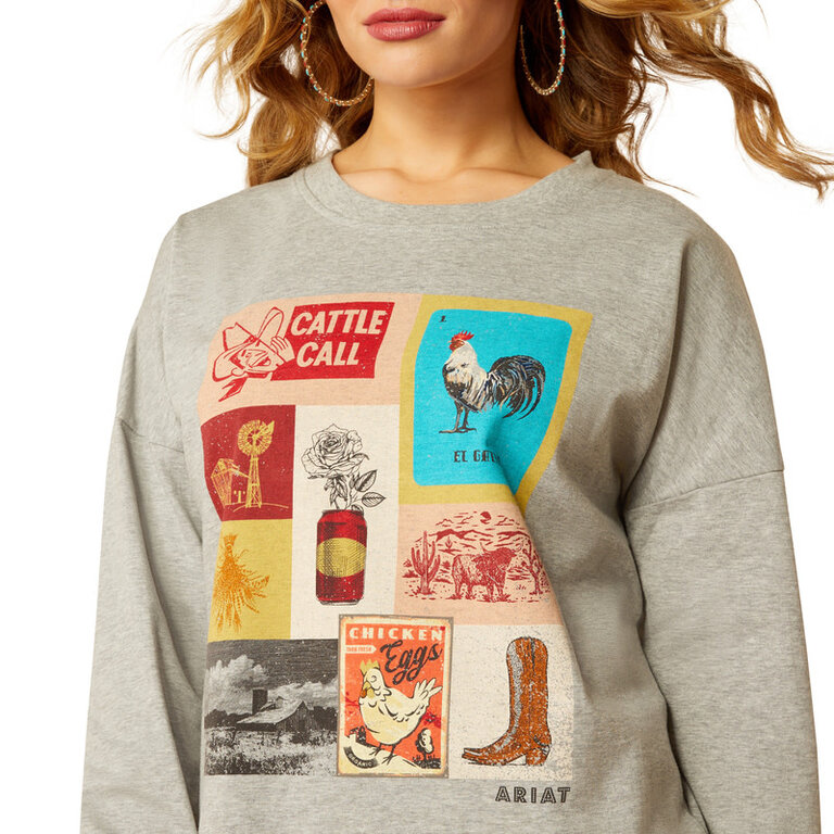 Ariat Ariat Cattle Call Oversized L/S Shirt - Heather Grey