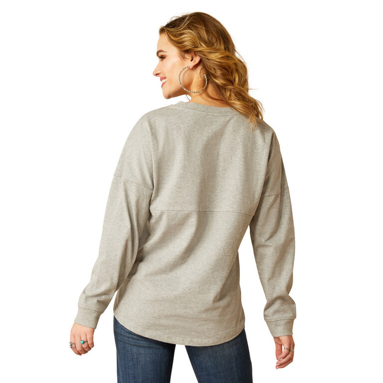 Ariat Ariat Cattle Call Oversized L/S Shirt - Heather Grey