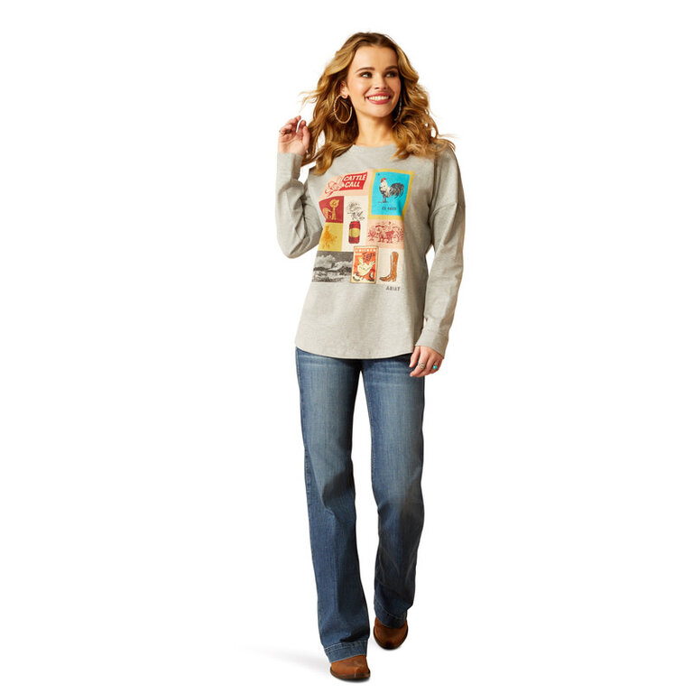 Ariat Ariat Cattle Call Oversized L/S Shirt - Heather Grey