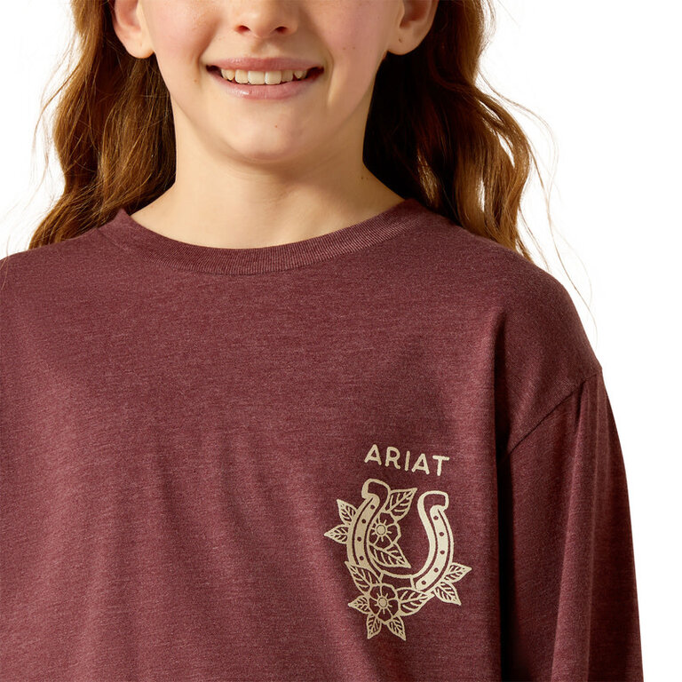 Ariat Ariat Fine Boots And Denim L/S Tshirt - Maroon Heather